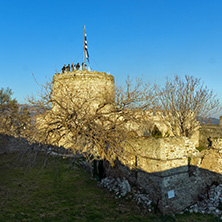 KAVALA, GREECE - DECEMBER 27, 2015:  Tower of the Byzantine fortress in Kavala, East Macedonia and Thrace, Greece