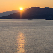 KAVALA, GREECE - DECEMBER 27, 2015: Amazing Sunset view of Kavala, East Macedonia and Thrace, Greece