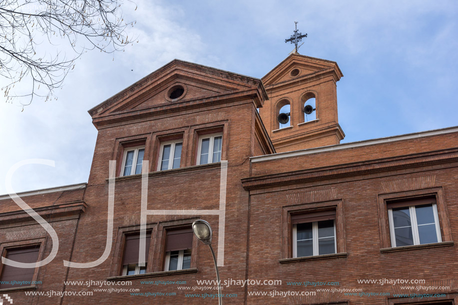 MADRID, SPAIN - JANUARY 23, 2018:  Building of College of the Sacred Heart of Jesus in City of Madrid, Spain