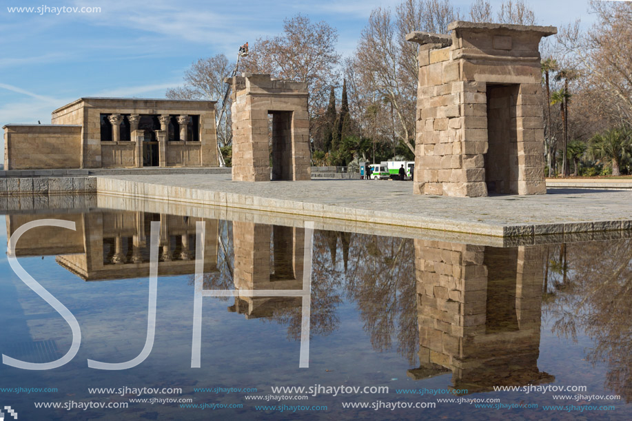 MADRID, SPAIN - JANUARY 23, 2018:  Amazing view of Temple of Debod in City of Madrid, Spain