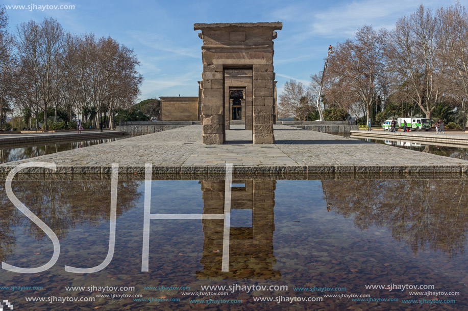 MADRID, SPAIN - JANUARY 23, 2018:  Amazing view of Temple of Debod in City of Madrid, Spain