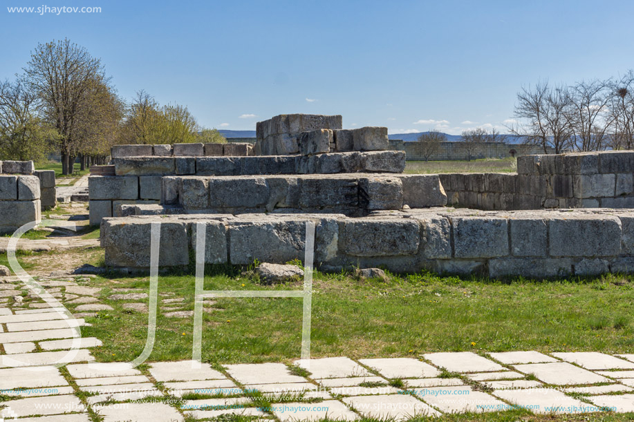 Ruins of The capital of the First  Bulgarian Empire medieval stronghold Pliska, Shumen Region, Bulgaria