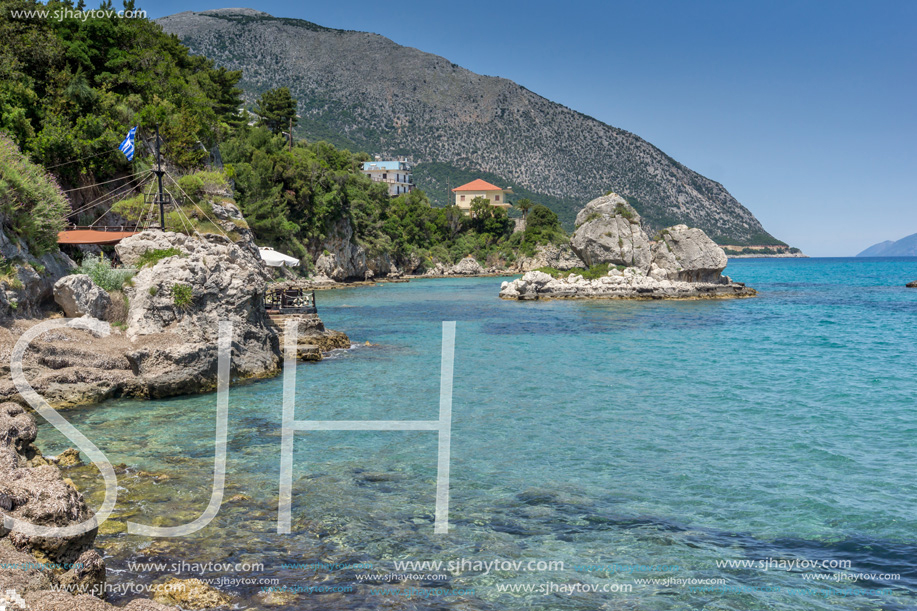 Rocks on the coastline of Lefkes,  Kefalonia, Ionian Islands, Greece