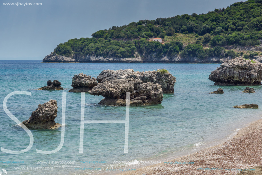 Rocks in the water of Limenia Beach, Kefalonia, Ionian Islands, Greece