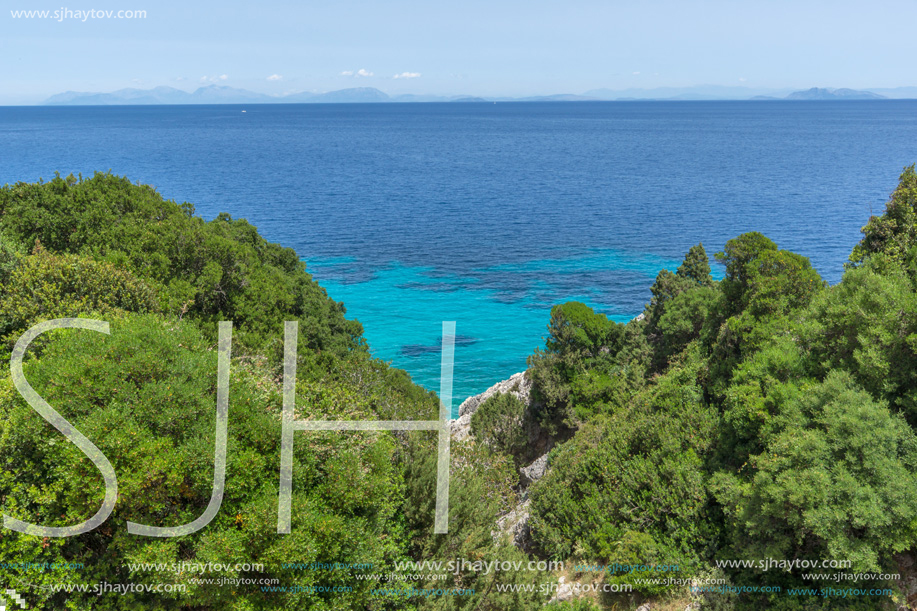 Small beach with blue waters in Kefalonia, Ionian Islands, Greece