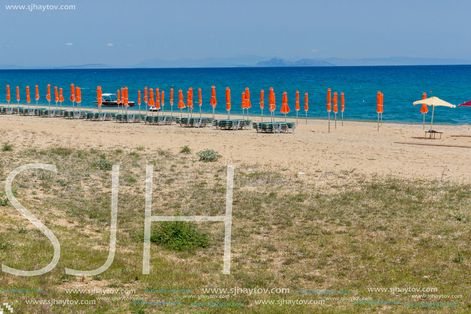 Panorama of Scala beach in Kefalonia, Ionian Islands, Greece