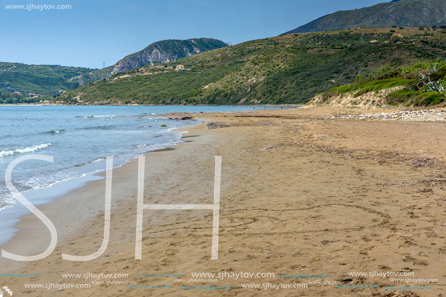 Panorama of Kaminia beach in Kefalonia, Ionian Islands, Greece