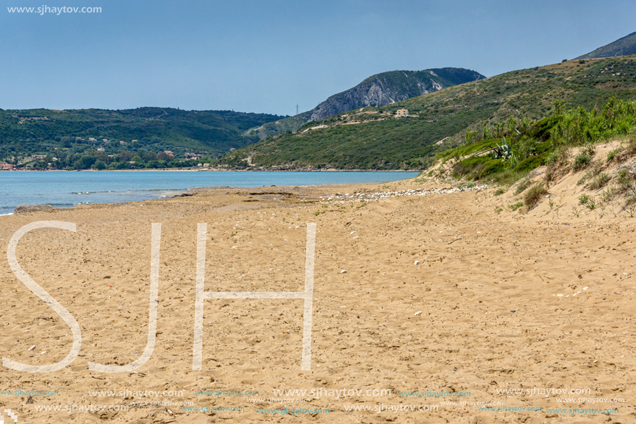 Panorama of Kaminia beach in Kefalonia, Ionian Islands, Greece