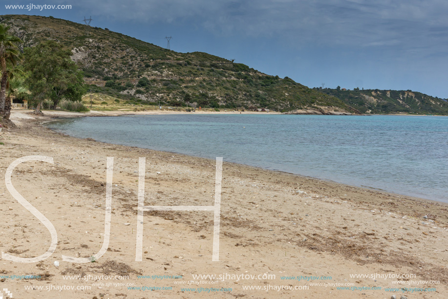 Landscape with sand beach in Kefalonia, Ionian Islands, Greece