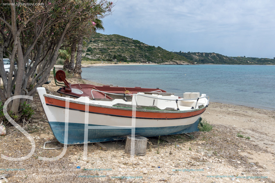 Landscape with sand beach in Kefalonia, Ionian Islands, Greece