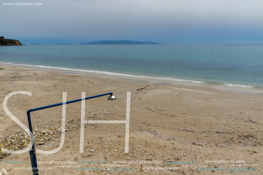 Landscape with sand beach in Kefalonia, Ionian Islands, Greece