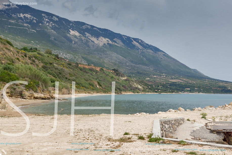 Small port with boats at village of Pesada, Kefalonia, Ionian islands, Greece