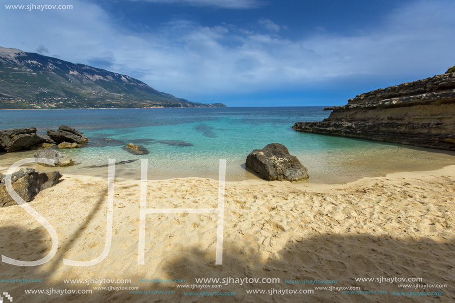 Amazing panorama of Pesada beach, Kefalonia, Ionian islands, Greece