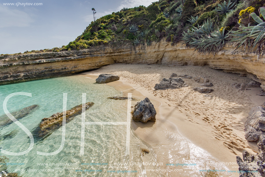 Amazing panorama of Pesada beach, Kefalonia, Ionian islands, Greece