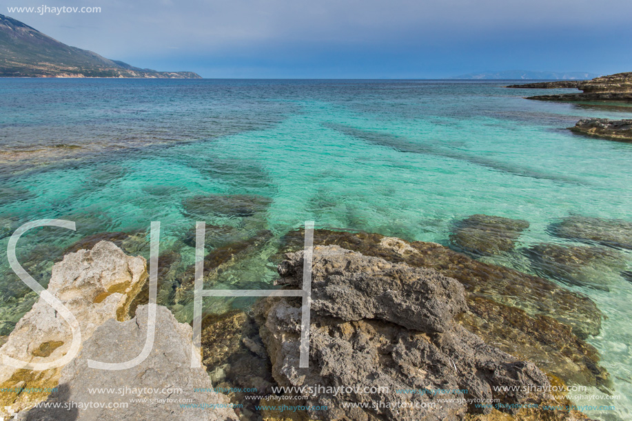 Amazing panorama of Pesada beach, Kefalonia, Ionian islands, Greece