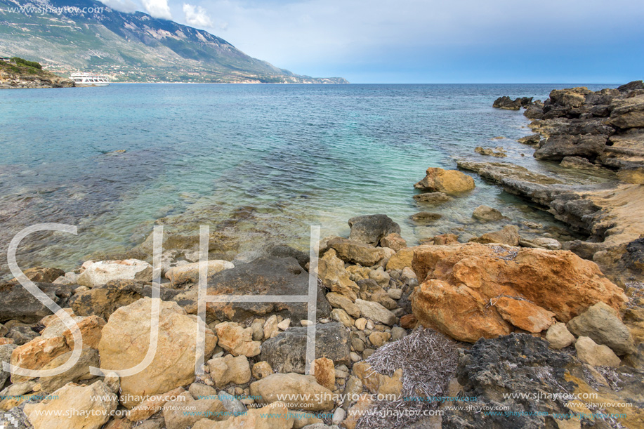 Amazing panorama of Pesada beach, Kefalonia, Ionian islands, Greece