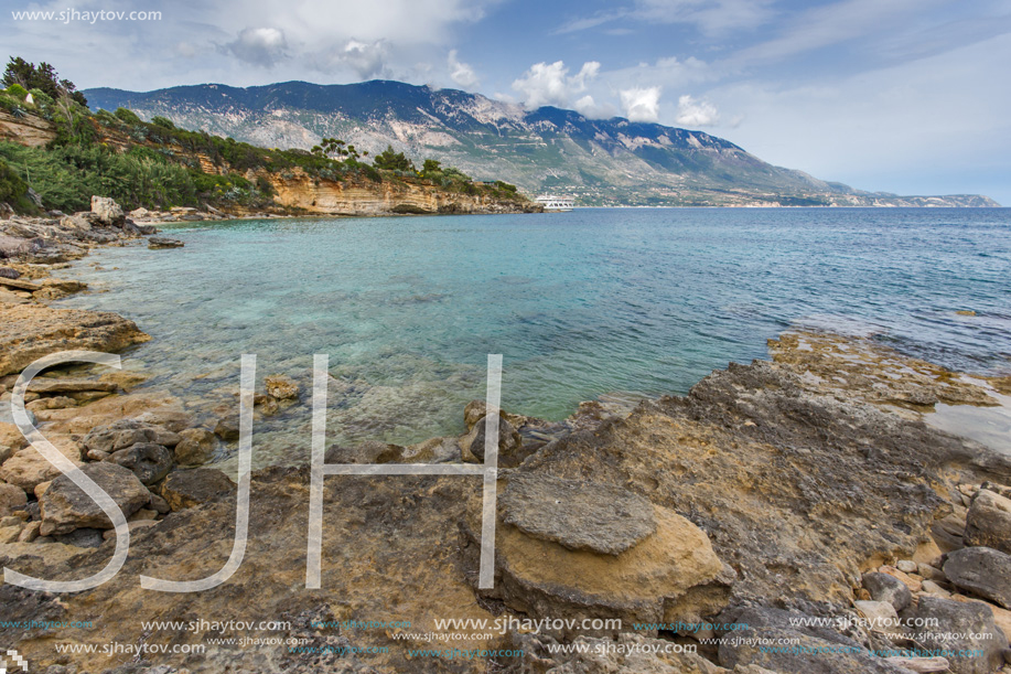 Amazing panorama of Pesada beach, Kefalonia, Ionian islands, Greece