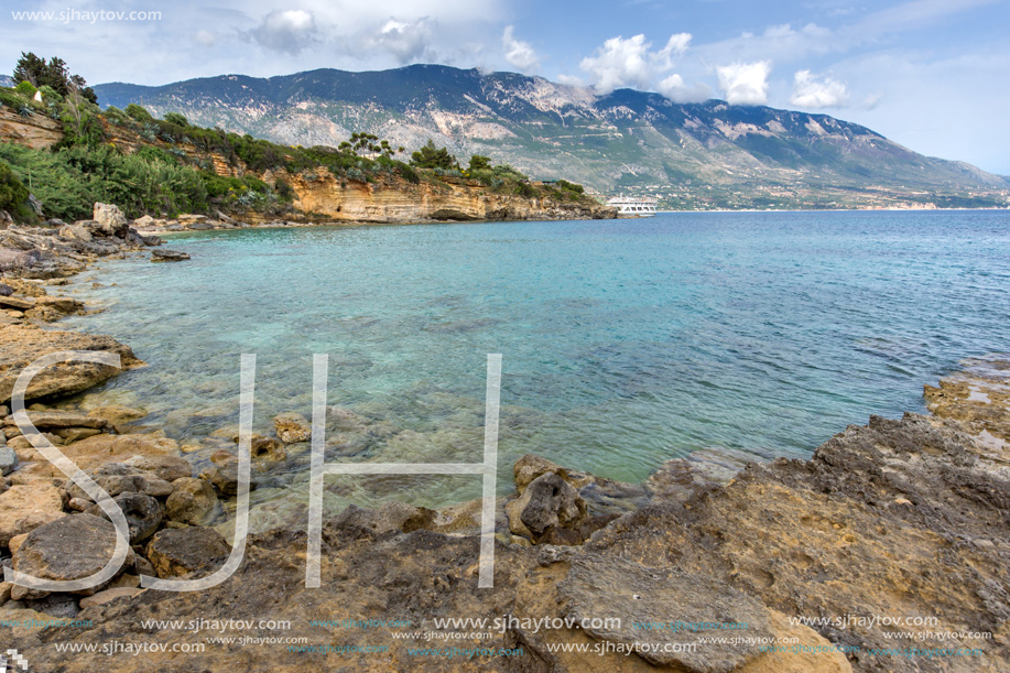 Amazing panorama of Pesada beach, Kefalonia, Ionian islands, Greece