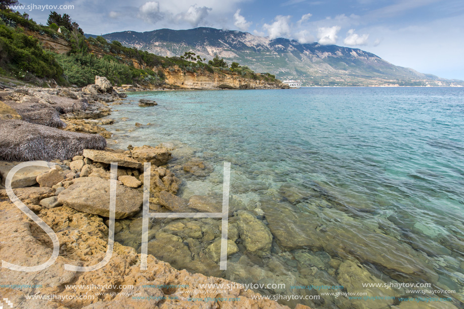 Amazing panorama of Pesada beach, Kefalonia, Ionian islands, Greece