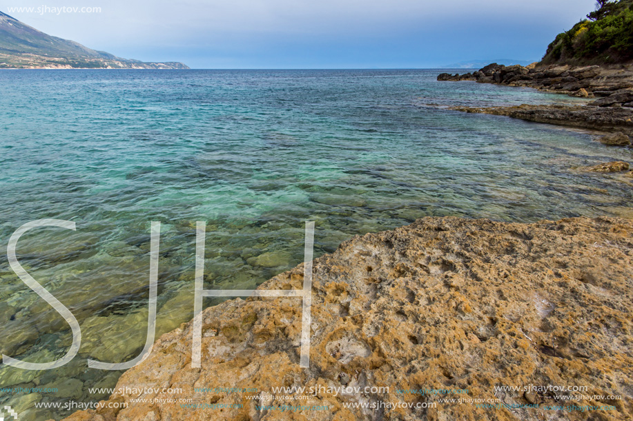 Amazing panorama of Pesada beach, Kefalonia, Ionian islands, Greece