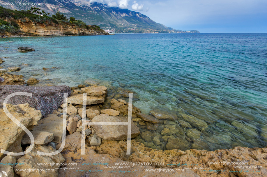 Amazing panorama of Pesada beach, Kefalonia, Ionian islands, Greece