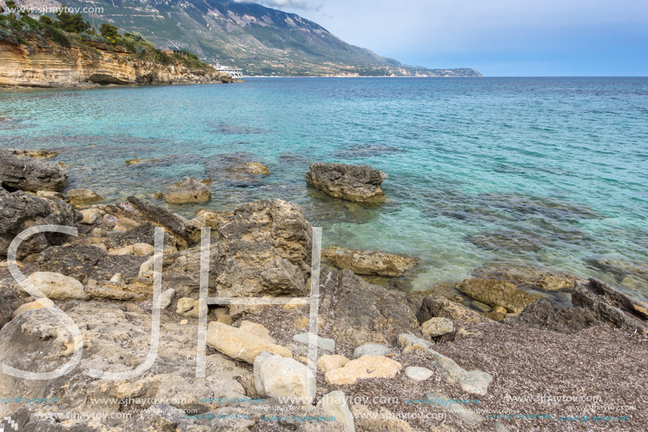 Amazing panorama of Pesada beach, Kefalonia, Ionian islands, Greece