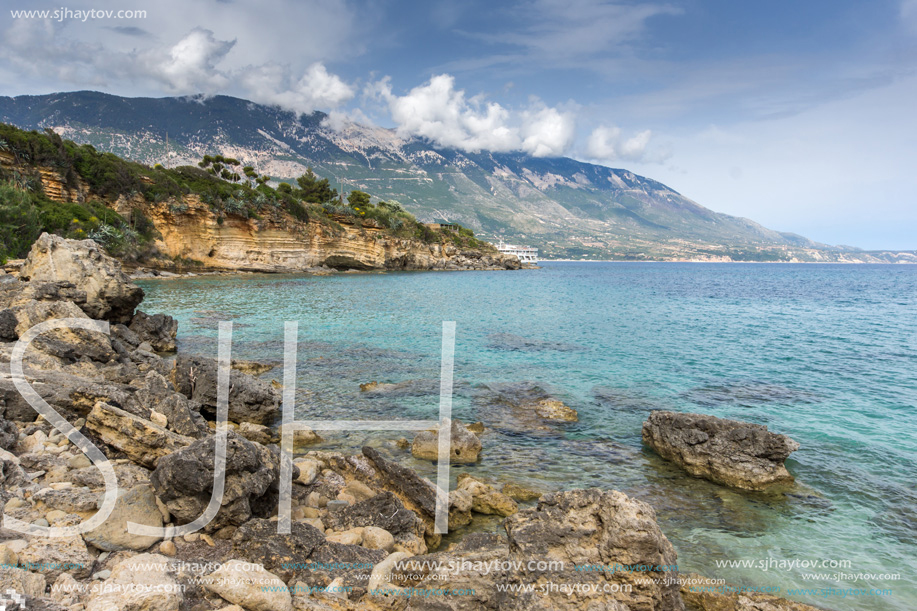 Amazing panorama of Pesada beach, Kefalonia, Ionian islands, Greece