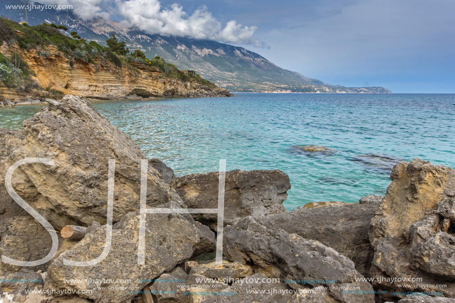 Amazing panorama of Pesada beach, Kefalonia, Ionian islands, Greece