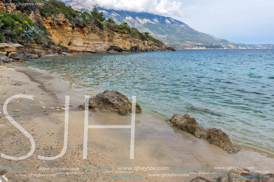 Amazing panorama of Pesada beach, Kefalonia, Ionian islands, Greece