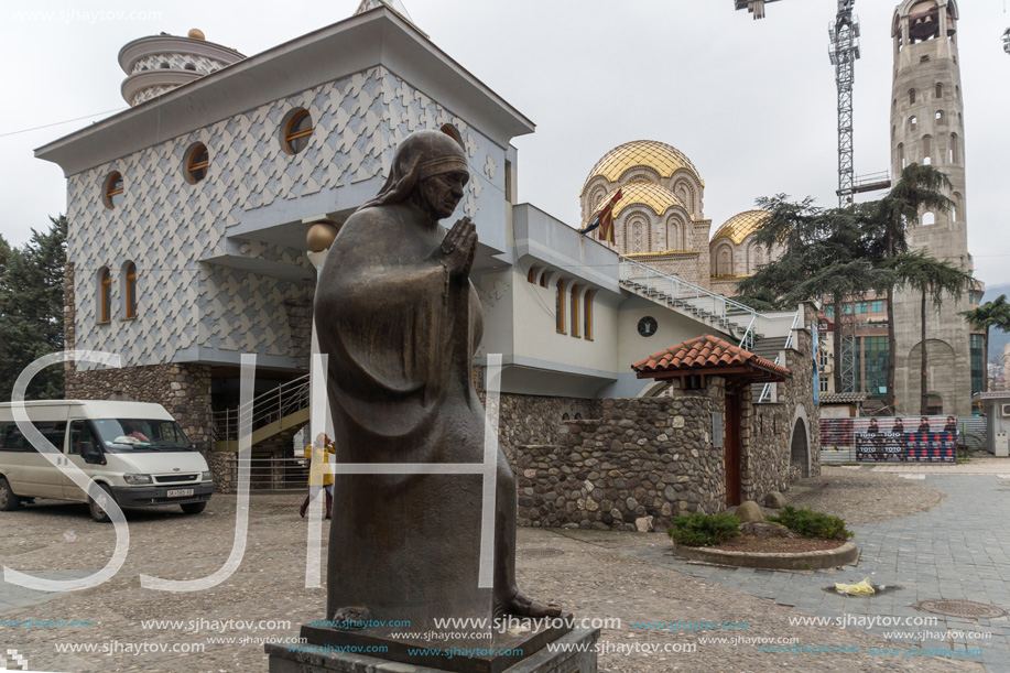 SKOPJE, REPUBLIC OF MACEDONIA - 13 MAY 2017:  Memorial House Mother Teresa in city of Skopje, Republic of Macedonia