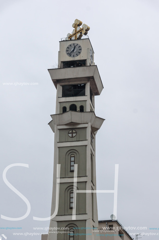 SKOPJE, REPUBLIC OF MACEDONIA - FEBRUARY 24, 2018:  Saint Clement of Ohrid Church in city of Skopje, Republic of Macedonia