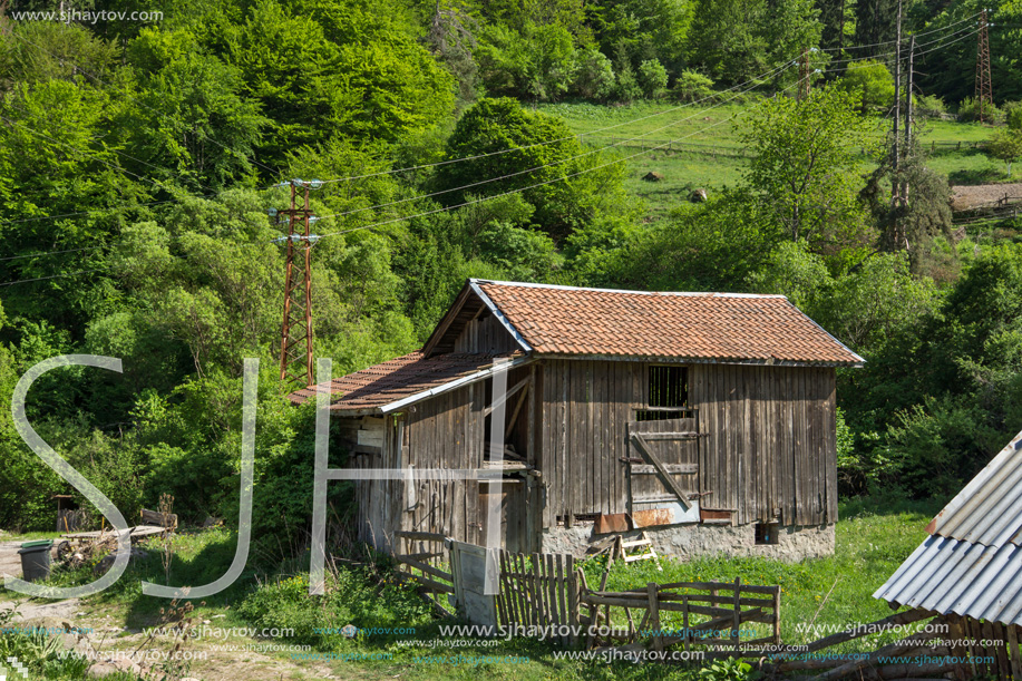 FOTINOVO, BULGARIA - MAY 5, 2018: Typical streets of village of Fotinovo in Rhodopes Mountain, Pazardzhik region, Bulgaria