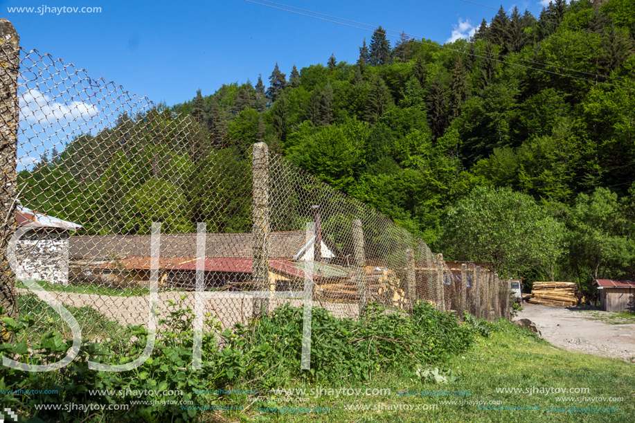 FOTINOVO, BULGARIA - MAY 5, 2018: Typical streets of village of Fotinovo in Rhodopes Mountain, Pazardzhik region, Bulgaria