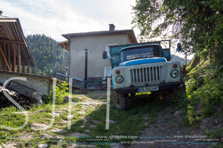 FOTINOVO, BULGARIA - MAY 5, 2018: Typical streets of village of Fotinovo in Rhodopes Mountain, Pazardzhik region, Bulgaria