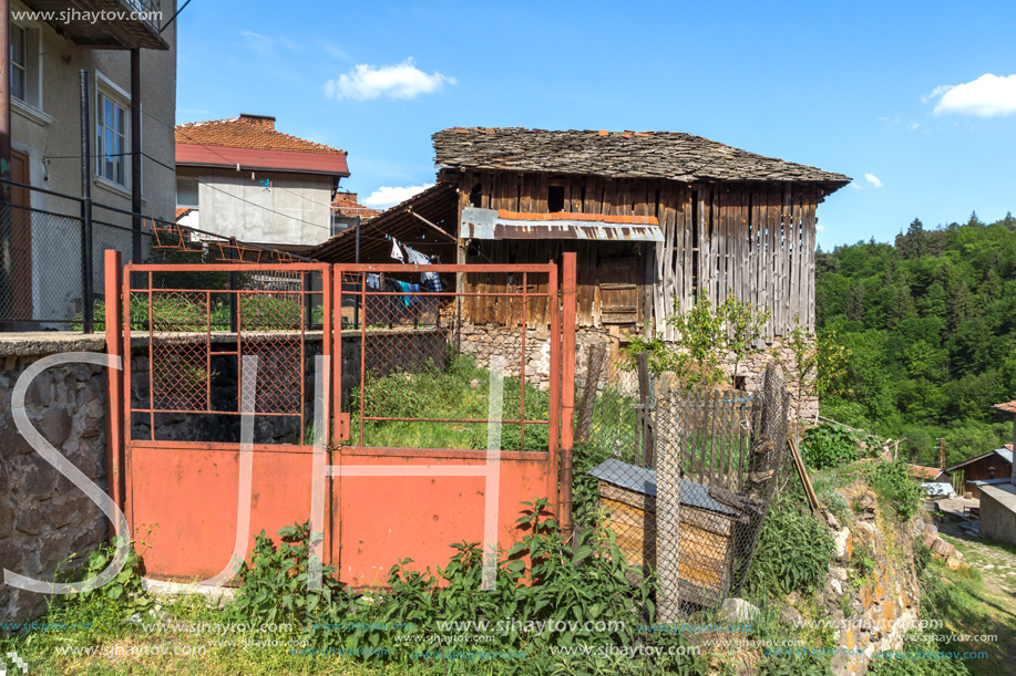 FOTINOVO, BULGARIA - MAY 5, 2018: Typical streets of village of Fotinovo in Rhodopes Mountain, Pazardzhik region, Bulgaria