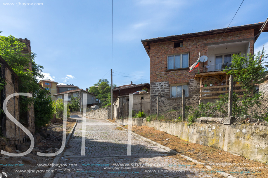 FOTINOVO, BULGARIA - MAY 5, 2018: Typical streets of village of Fotinovo in Rhodopes Mountain, Pazardzhik region, Bulgaria