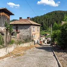 FOTINOVO, BULGARIA - MAY 5, 2018: Typical streets of village of Fotinovo in Rhodopes Mountain, Pazardzhik region, Bulgaria