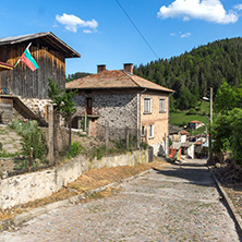 FOTINOVO, BULGARIA - MAY 5, 2018: Typical streets of village of Fotinovo in Rhodopes Mountain, Pazardzhik region, Bulgaria