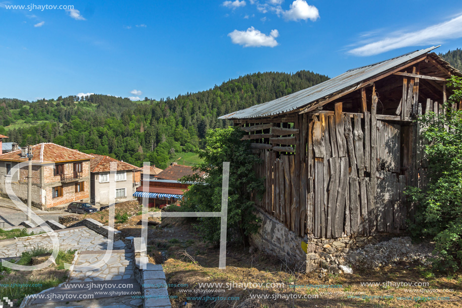 FOTINOVO, BULGARIA - MAY 5, 2018: Typical streets of village of Fotinovo in Rhodopes Mountain, Pazardzhik region, Bulgaria