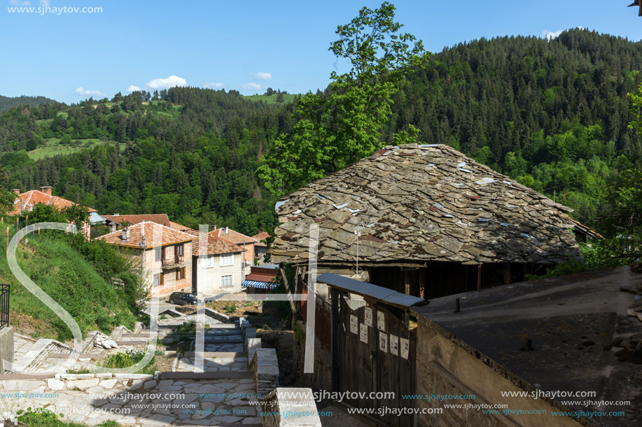 FOTINOVO, BULGARIA - MAY 5, 2018: Typical streets of village of Fotinovo in Rhodopes Mountain, Pazardzhik region, Bulgaria