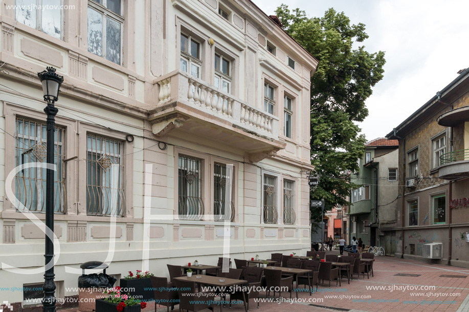 PLOVDIV, BULGARIA - MAY 25, 2018:  Streets in the center of city of Plovdiv, Bulgaria