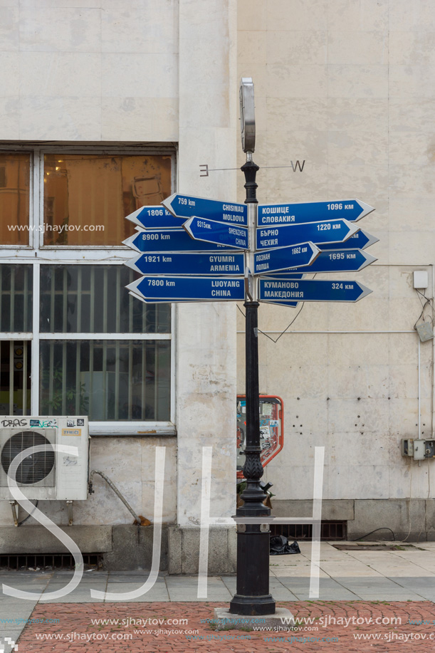 PLOVDIV, BULGARIA - MAY 25, 2018:  Streets in the center of city of Plovdiv, Bulgaria