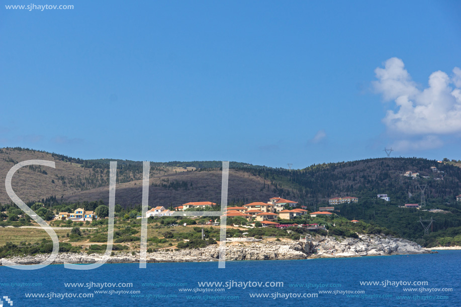 FISKARDO, KEFALONIA, GREECE - MAY 25, 2015: Panoramic view of Fiskardo village, Kefalonia, Ionian islands, Greece