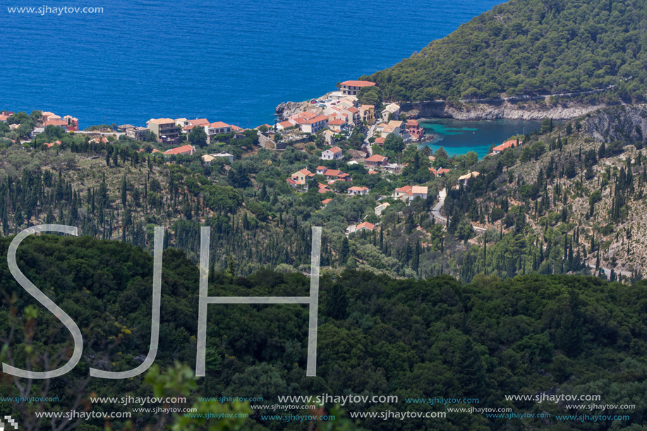 ASOS, KEFALONIA, GREECE - MAY 25, 2015: Panorama of Assos village and beautiful sea bay, Kefalonia, Ionian islands, Greece