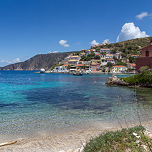 ASOS, KEFALONIA, GREECE - MAY 25, 2015: Amazing Seascape of beach of Assos village and beautiful sea bay, Kefalonia, Ionian islands, Greece