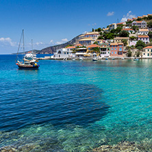 ASOS, KEFALONIA, GREECE - MAY 25, 2015: Amazing Seascape of beach of Assos village and beautiful sea bay, Kefalonia, Ionian islands, Greece
