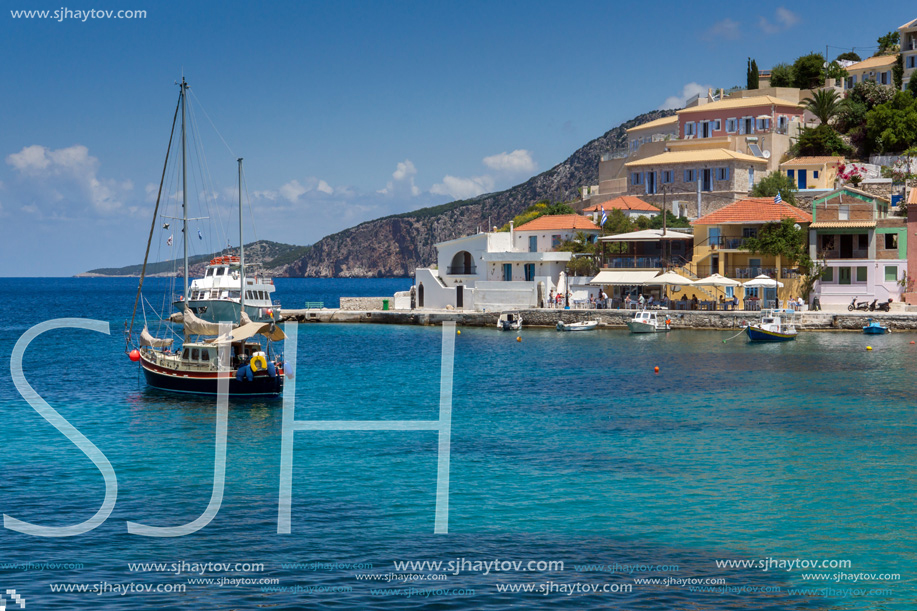 ASOS, KEFALONIA, GREECE - MAY 25, 2015: Amazing Seascape of beach of Assos village and beautiful sea bay, Kefalonia, Ionian islands, Greece