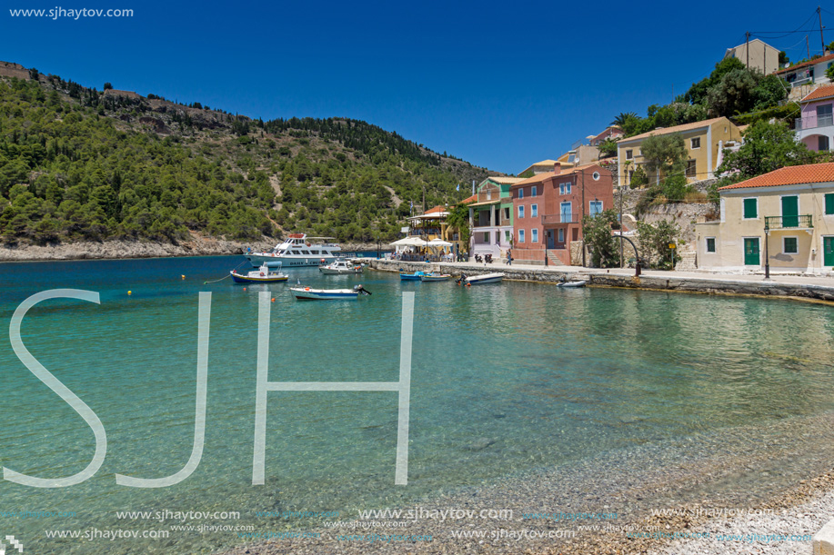 ASOS, KEFALONIA, GREECE - MAY 25, 2015: Amazing Seascape of beach of Assos village and beautiful sea bay, Kefalonia, Ionian islands, Greece