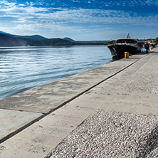 ARGOSTOLI, KEFALONIA, GREECE - MAY 26, 2015: Panorama of Embankment of town of Argostoli, Kefalonia, Ionian islands, Greece