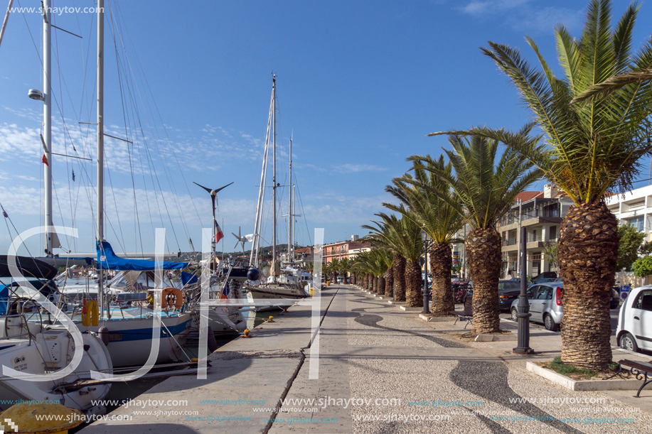 ARGOSTOLI, KEFALONIA, GREECE - MAY 26, 2015: Panorama of Embankment of town of Argostoli, Kefalonia, Ionian islands, Greece